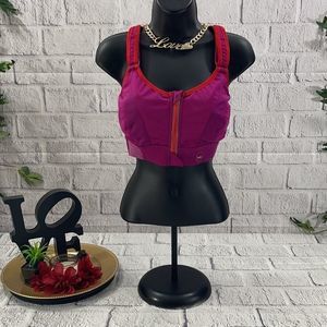 Women’s She Fit Multicolored Padded Athletic Zip Front Velcro Sports Bra CX10
